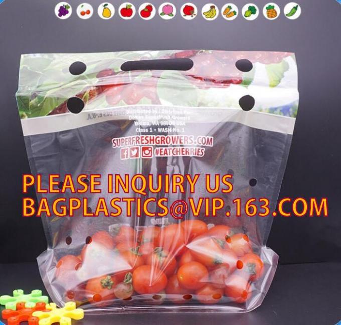 Reusable PP PET PE Material Grape Packing Bags With Slider, slider zipper grape bag with holes