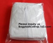 SMS Disposable Hooded White Coveralls Suit Chemical Protective Elastic Wrist Zipper Front Closure, bagease, bagplastics