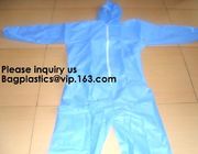 Light Duty Disposable Protective Coveralls Suit Attached Non-Woven Fabric Hood Elastic Wrist Ankles and Waist Serged Sea