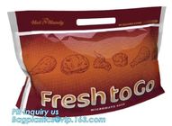 zipper bags for take away food package, Microwave safe deep frozen plastic packaging bags for fried chicken packaging