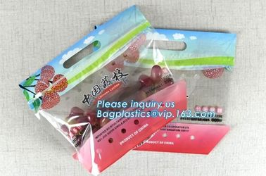 Promotional popular plastic reusable slider zipper food bags, slider ziplock perforated fresh grape packaging bag, fruit