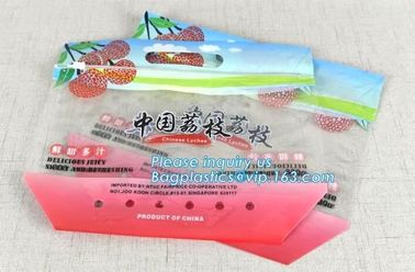 Promotional popular plastic reusable slider zipper food bags, slider ziplock perforated fresh grape packaging bag, fruit