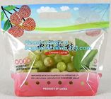 Promotional popular plastic reusable slider zipper food bags, slider ziplock perforated fresh grape packaging bag, fruit