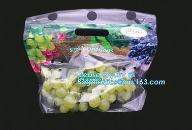 ziplock packaging pouch with vent hole and handle, grape bag/mango bag/fruit vegetable slider, Slider Zip Lock Zipper Fr