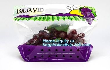 Fresh Perforated Fruit Bag, Fruit bag with slider zip, ziplock fresh keeping pouch bottom gusset banana/mango/grape frui