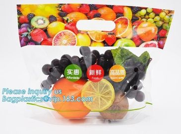 slider zip lock packaging fruit bag for cheery and grape, Vegetable refrigerate used resealable ziplock packaging bag