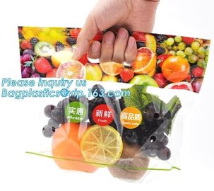 slider zip lock packaging fruit bag for cheery and grape, Vegetable refrigerate used resealable ziplock packaging bag