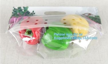 slider zip lock packaging fruit bag for cheery and grape, Vegetable refrigerate used resealable ziplock packaging bag