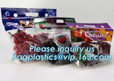 reusable clear printed zippered storage slider bag for vegetables and fruits, recyclable fresh fruit packaging ziplock w