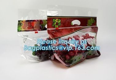 frosted reclosable zipper plastic bags with slider ziplock, round bottom slider grape bag/table grape bag used in graper