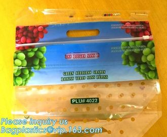 Food service grape packing bag with slider/Red grapes packing bag/Plastic fruit bag, bag for fruit and vegetable package