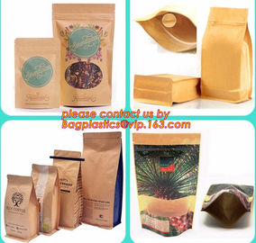 ziplock colorful printing stand up kraft paper bags with clear window,Brown kraft paper aluminum foil zipper plastic bag