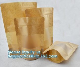 Square Bottom Gusseted Resealable Kraft Paper Stand Up Pouch Rice Packaging Bag With Zipper And Window BAGEASE PACKAGE