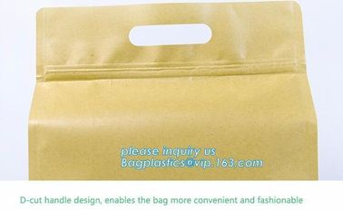 Stand up ziplock kraft paper bags with clear window,resealable zipper stand up clear window brown kraft paper bag BAGEAS