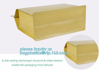 Stand up ziplock kraft paper bags with clear window,resealable zipper stand up clear window brown kraft paper bag BAGEAS