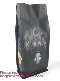 Custom Printing Aluminum Foil Flat Bottom Pouch Bag Wholesale Square Bottom Coffee Bean Snack Packaging Bag With Valve