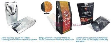 Online Product 135*265*75MM Stand Up Zipper Pouch Aluminum Foil Square Bottom Coffee Bags With Valve/ bagplastics bageas