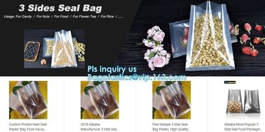 Flat bottom pouches popcorn candy square bottom square bottom clear cello plastic bag,Food Candy Packaging Opp Plastic C