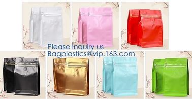 Reusable Top Ziplock Square Box Flat Bottom Aluminum Foil Lined Plastic Kraft Paper bag with Window,250g 500g Custom Pla