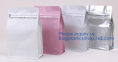 Easy Tear Zipper Top Coffee Stand Up Foil Zipper Bag Side Gusset Bags Square Block Flat Bottom Ziplock Packaging Pouch