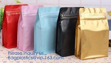 Easy Tear Zipper Top Coffee Stand Up Foil Zipper Bag Side Gusset Bags Square Block Flat Bottom Ziplock Packaging Pouch