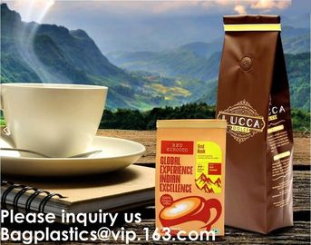 Custom Printed Doypack Resealable Ziplock Standing Up Pouches Aluminum Foil Coffee Packaging Bags With Zipper