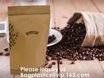 Custom Printed Doypack Resealable Ziplock Standing Up Pouches Aluminum Foil Coffee Packaging Bags With Zipper