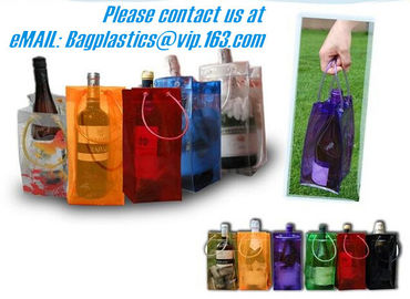 PVC Ice Bag, Wine Beer Gift Bags, Wine Bag, Drink Ice Bags, Portable Wine Bags Gel Ice Pack PVC Wine Cooler Bag With Han