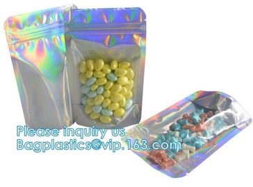 Holographic Pouch Brightly Custom Printing Logo Laser Three Side Sealed Bag For Lip Eyelash Glue Hairpin