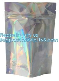 Bagease pack Recloseable Transparent Front Holographic Stand Up Pouch / Plastic Cosmetic Bag / Nail Polish Packaging