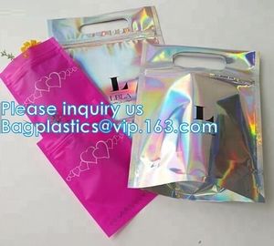 Bagease Multiple Use Candy Pack Holographic Clear Front Packaging Zipper Bag Wholesale Retail Heat Seal Bag For Popcorn