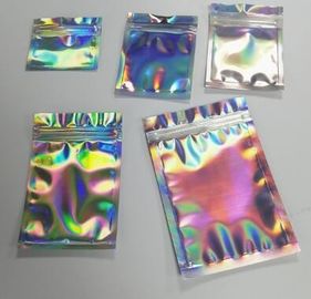 Bagease pack Holographic Film Resealable Zipper Bag Grip Seal Laminated Plastic Bag Shiny Cosmetic packaging jewelry