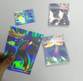 Bagease pack Holographic Film Resealable Zipper Bag Grip Seal Laminated Plastic Bag Shiny Cosmetic packaging jewelry