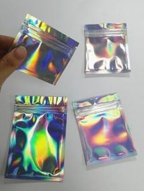 Bagease pack Holographic Film Resealable Zipper Bag Grip Seal Laminated Plastic Bag Shiny Cosmetic packaging jewelry