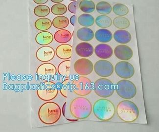 Laser Film Holographic Sticker Label Custom Logo Printed For Attached On Bottle Glass Jar Plastic Bag Box, bagease