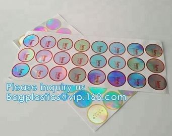 Custom 3D Holographic/Laser/hologram Avoid security material sticker label, laser sticker, lazer labels, bagease