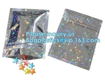 Bagease Star pack Rainbow Shiny Transparent Foil Resealable Stand Up Pouch For Earrings Packaging Cosmetic Tools Packing