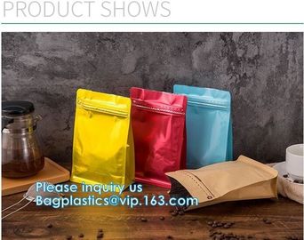 Biodegradable CompostMiddle Seal, K Bottom Seal, Flat Pouch, Luxury Coffee Beans Pouch Packaging Bags With One Way Valve