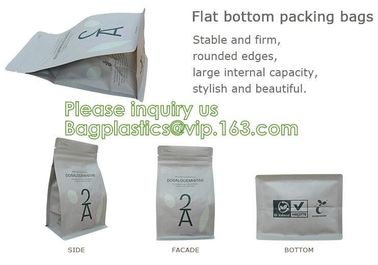 Bagease Custom Printed Biodegradable Compostable Pla Kraft Paper Flat Bottom Luxury Coffee Beans Pouch Packaging Bags