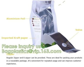 Eco Recyclable Reusable Resealable Doypack Coffee Tea Bag Red Stand up Pouch with Valve and Ziplock Chocolate, Potato