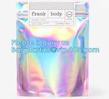 Holographic Pouch With Hang Hole For Clothing packing / iridescent Mylar Pouch For Underwear Mylar Stand up Aluminum Foi