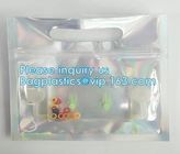 Holographic Pouch With Hang Hole For Clothing packing / iridescent Mylar Pouch For Underwear Mylar Stand up Aluminum Foi