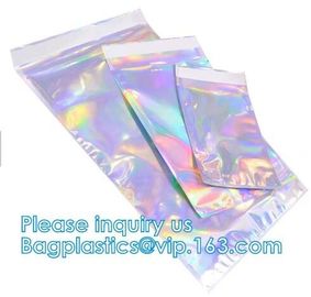 Bagease Holographic Shinny Mylar bags Eyelash Kit Cosmetic Packaging Bag self-adhesive bag laser hologram neon bags