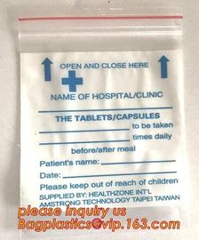 Custom printed LDPE medical ziplock pills medicine zipper resealable small plastic bag, medical grade clear plastic zipp