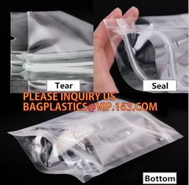 Stand Up Zipper Pouch Transparent Packaging Ziplock Bag Zip Lock Plastic Mylar Bag, FDA EU Food Grade Powder Packaging