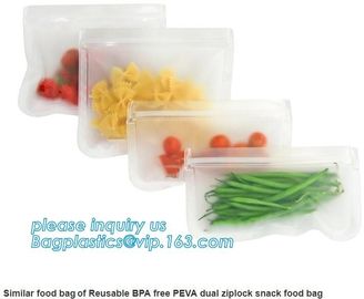 ReZip Seal Reusable Storage Bag PEVA food/snack/lunch storage bag, Reusable zip seal leakproof peva food snack storage b