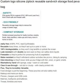 Large Reusable Vacuum Zipper Preservation Freezer sandwich Ziplock Cooking Fresh Zip Silicone Food Storage Bags With Tim