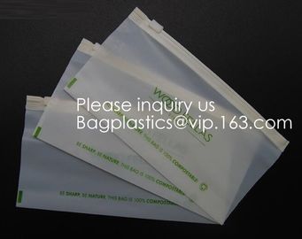 100% compostable material Slider grip bag PLA Biodegradable Corn Starch Compostable Slider lock Bag for food storage