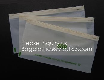 100% compostable material Slider grip bag PLA Biodegradable Corn Starch Compostable Slider lock Bag for food storage