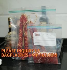 Food grade packing PE transparent custom printed zipper bags with double zipper, Sandwich ziplock baggies food freezer